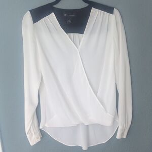 INC International Concepts Women's White and Black Blouse